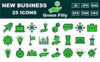 25 Premium New Business Green Filly Icon Pack
