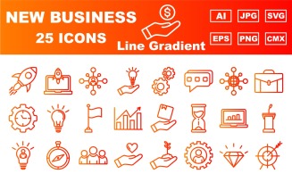 25 Premium New Business Line Gradient Icon Pack
