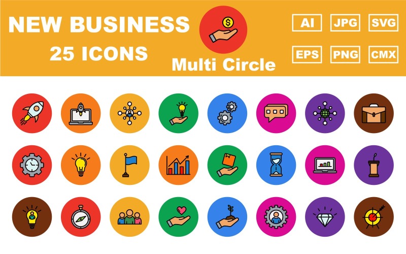 25 Premium New Business Multi Circle Icon Pack Icon Set