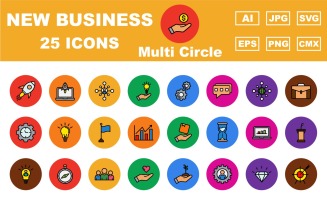 25 Premium New Business Multi Circle Icon Pack