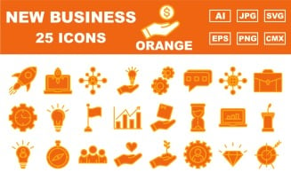 25 Premium New Business Orange Icon Pack