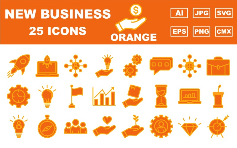25 Premium New Business Orange Icon Pack Icon Set