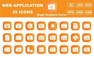 25 Premium Web and Application Glyph Gradient Curve Icon Pack