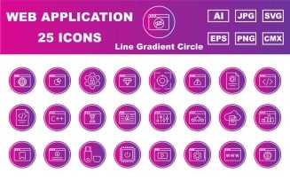 25 Premium Web and Application Line Gradient Circle Icon Pack