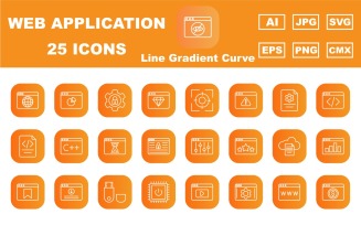 25 Premium Web and Application Line Gradient Curve Icon Pack