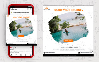 Travel and Tour Social Media Post Template Design For Instagram and Facebook