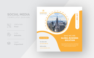 Global Business Solutions Branding White Background Social Media Post Template