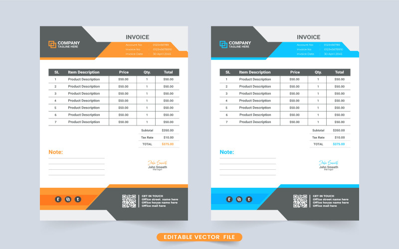 Business invoice and voucher design Corporate Identity