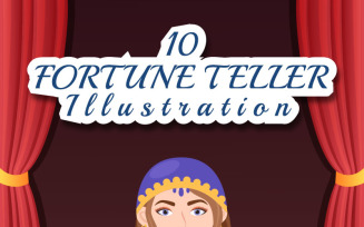 10 Fortune Teller Flat Illustration