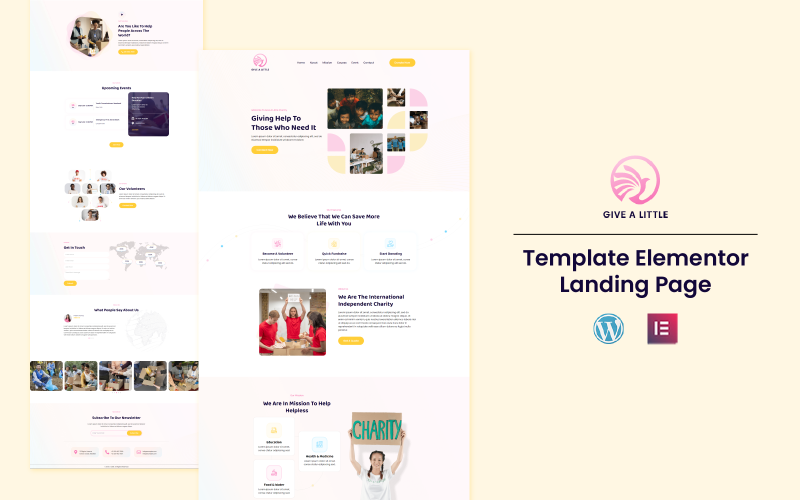 Give a Little - NGO and Charity Services Elementor Landing Page Elementor Kit