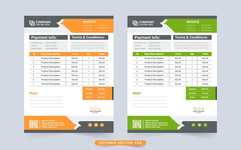 Payment receipt and invoice template Corporate Identity