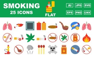 25 Premium Smoking Flat Icon Pack