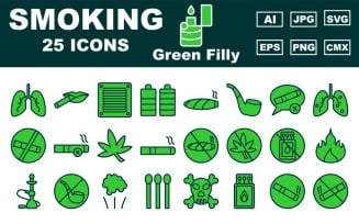 25 Premium Smoking Green Filly Icon Pack