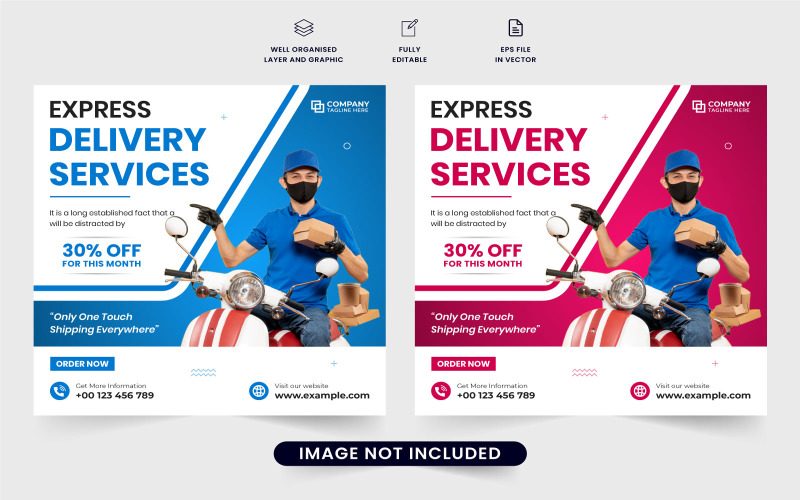 Express delivery promotional template Social Media