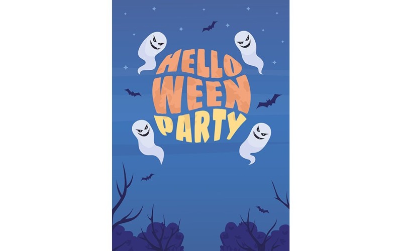 Halloween party flat vector banner template Illustration