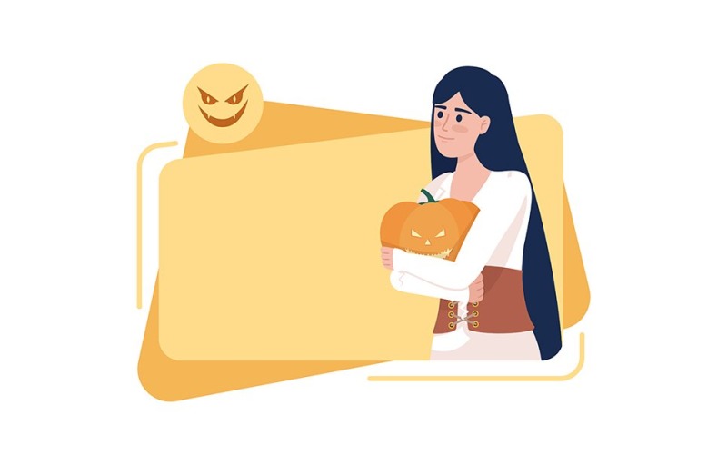 Halloween traditions quote textbox with flat character Illustration