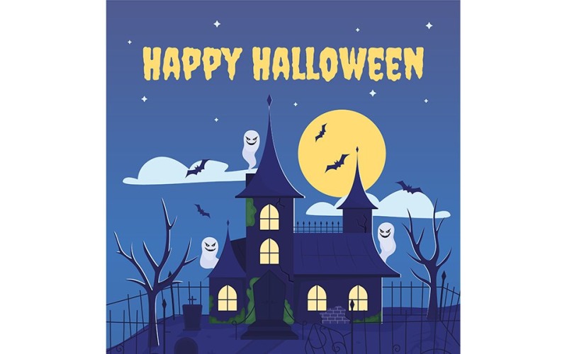 Happy Halloween greeting card template Illustration