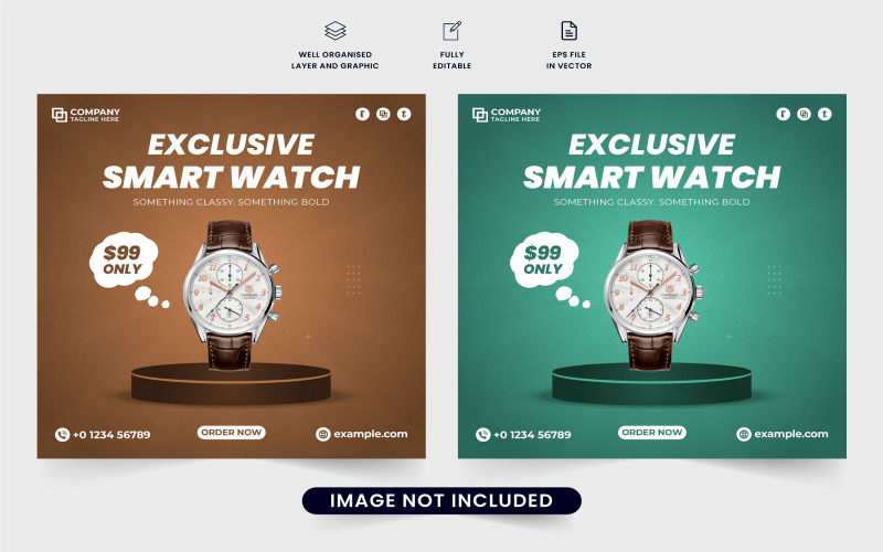 Smartwatch promotional template vector Social Media