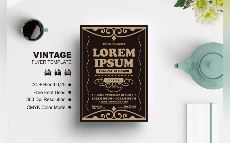 Vintage Style Flyer Template Corporate Identity