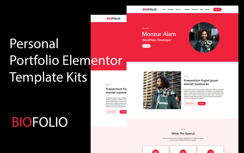 Biofolio - Personal Portfolio Elementor Template Kit Elementor Kit