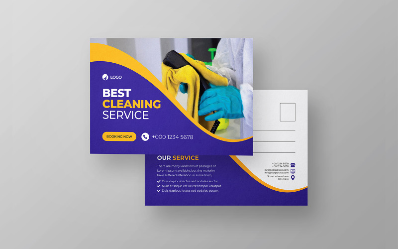 Modern Creative Cleaning Service Company Postcard Template Corporate Identity