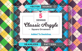 Set 5 Argyle Seamless Patterns | Elements PNG, Design Pattern