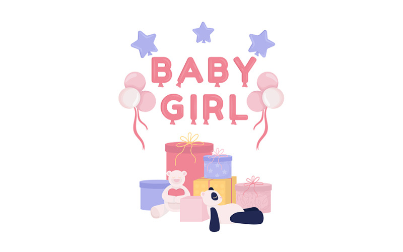 Baby shower gifts semi flat color vector object Illustration