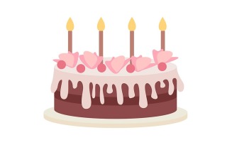 Birthday cake with decorations semi flat color vector object