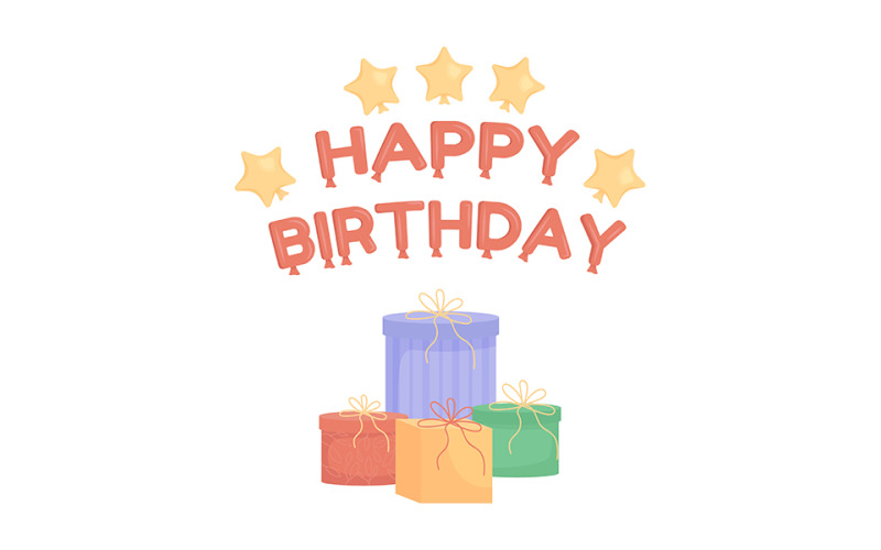 Birthday gifts and presents semi flat color vector object Illustration