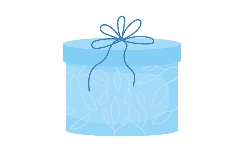 Gift in blue box semi flat color vector object Illustration