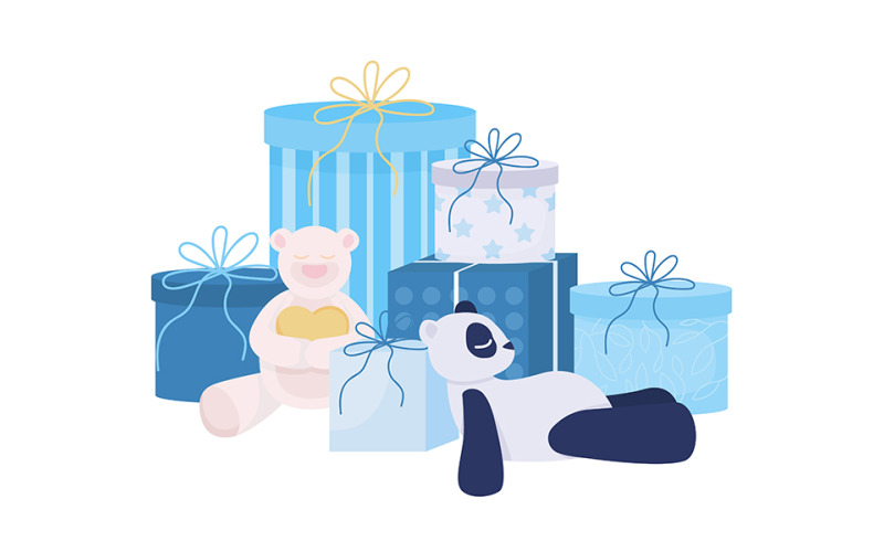 Gifts and presents for child semi flat color vector object Illustration