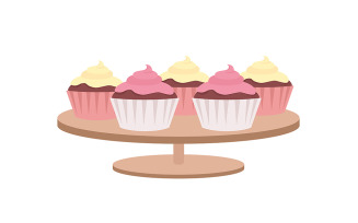 Muffins with whipped cream semi flat color vector object