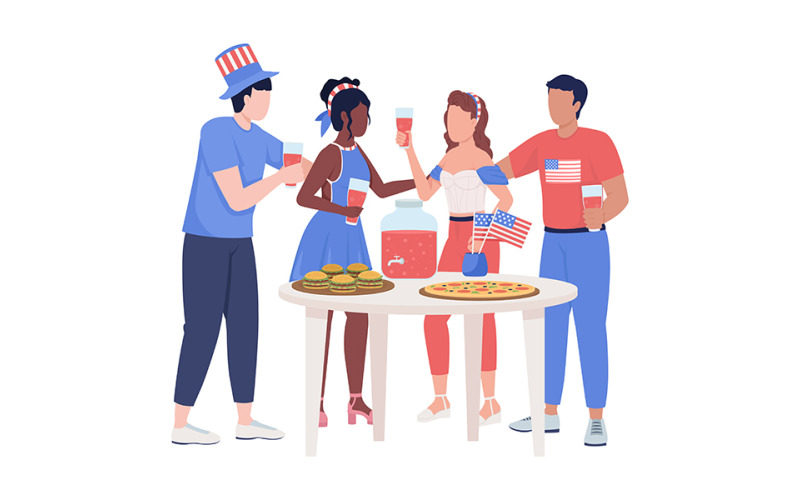 National holiday banquet semi flat color vector character Illustration