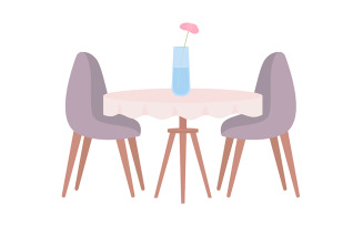 Table with tablecloth and chairs semi flat color vector object
