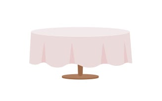 Table with white table cloth semi flat color vector object
