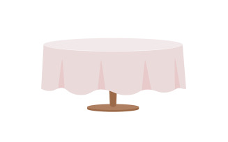 Table with white table cloth semi flat color vector object