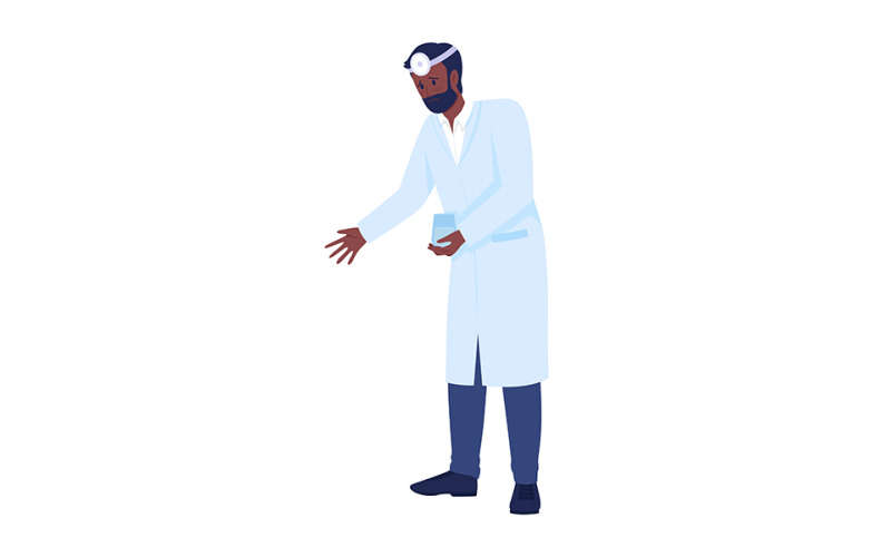 Upset doctor semi flat color vector character Illustration
