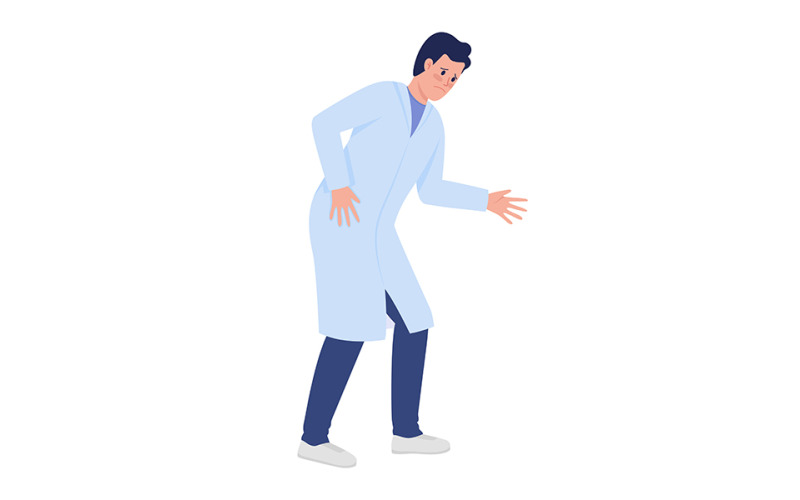 Worried doctor semi flat color vector character Illustration