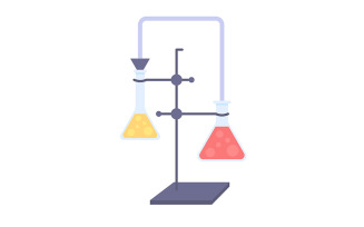 Beakers connected with pipe semi flat color vector item