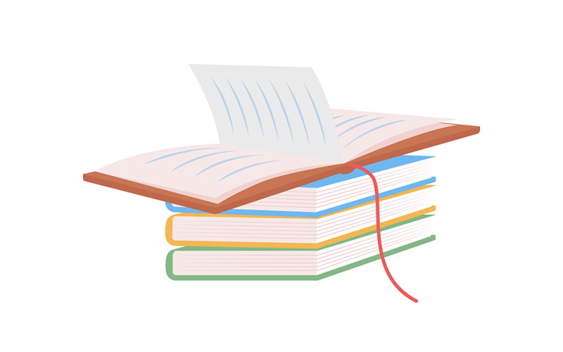 Book stack semi flat color vector item Illustration