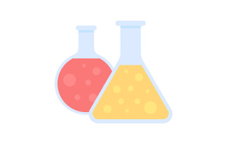 Chemical beakers with liquid semi flat color vector item