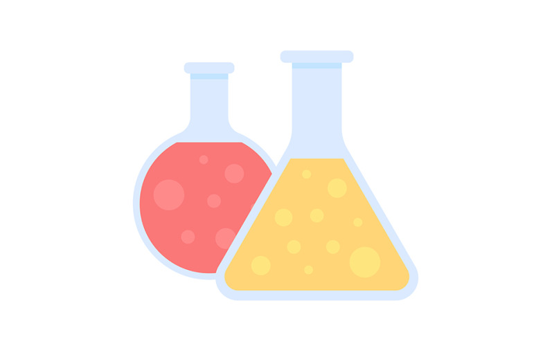 Chemical beakers with liquid semi flat color vector item Illustration