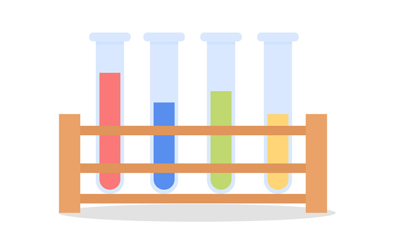 Chemical tubes in holder semi flat color vector item Illustration