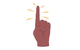 Exclamation semi flat color vector hand gesture
