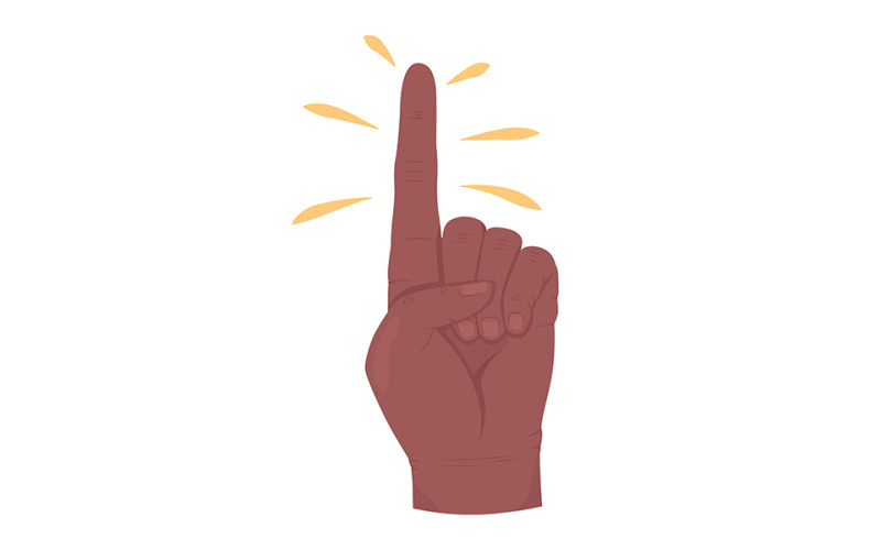 Exclamation semi flat color vector hand gesture Illustration