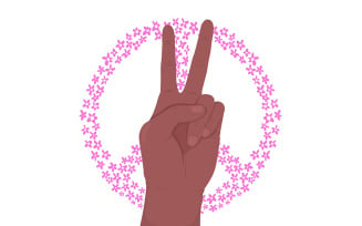 Peace semi flat color vector hand gesture