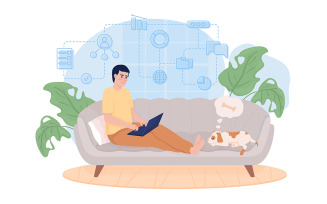 Remote work 2D vector isolated illustration