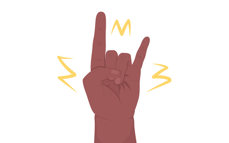 Rock music fan semi flat color vector hand gesture Illustration
