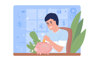 Saving money 2D vector isolated illustration