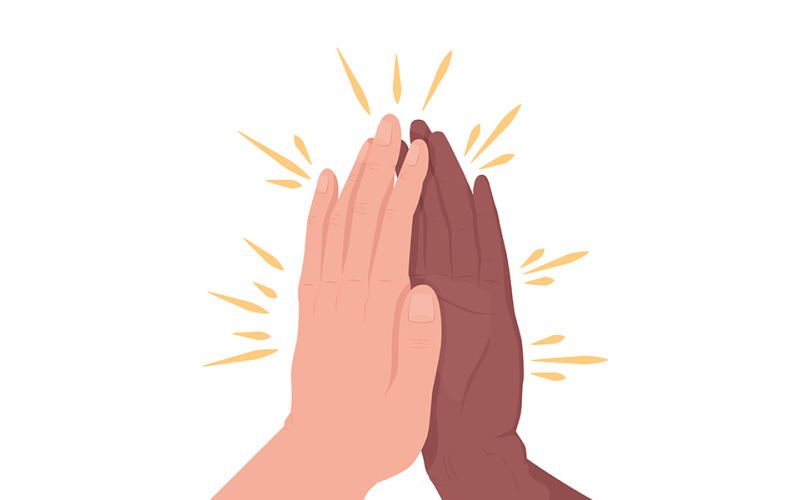 Slap hands with friend semi flat color vector hand gesture Illustration